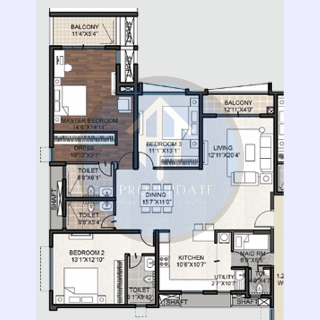 Purva Atmosphere Floorplan 3BHK Lux (2)