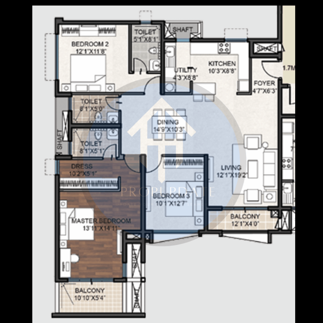 Purva Atmosphere Floorplan 3BHK Lux