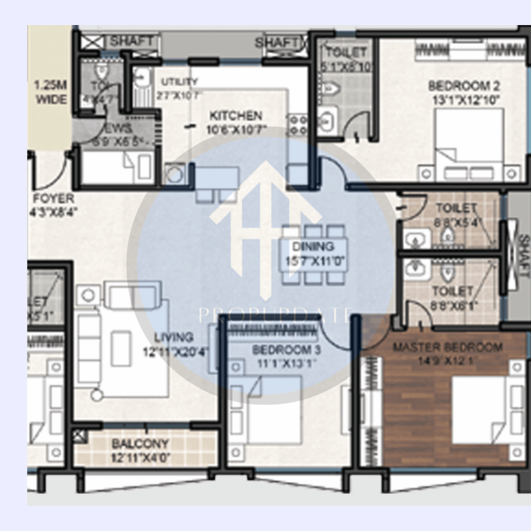 Purva Atmosphere Floorplan 3BHK + Maids room