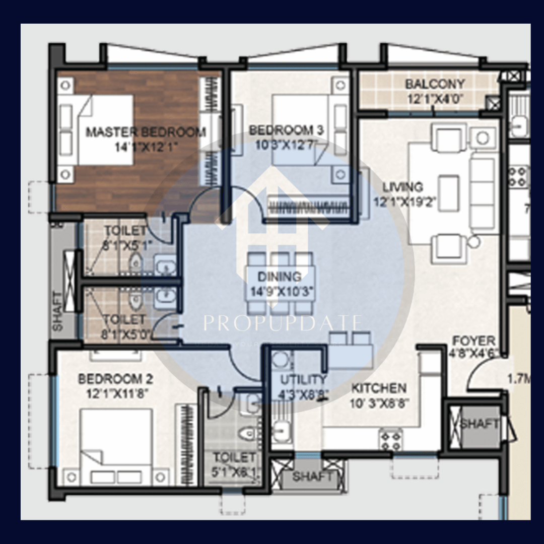 Purva Atmosphere Floorplan 3BHK